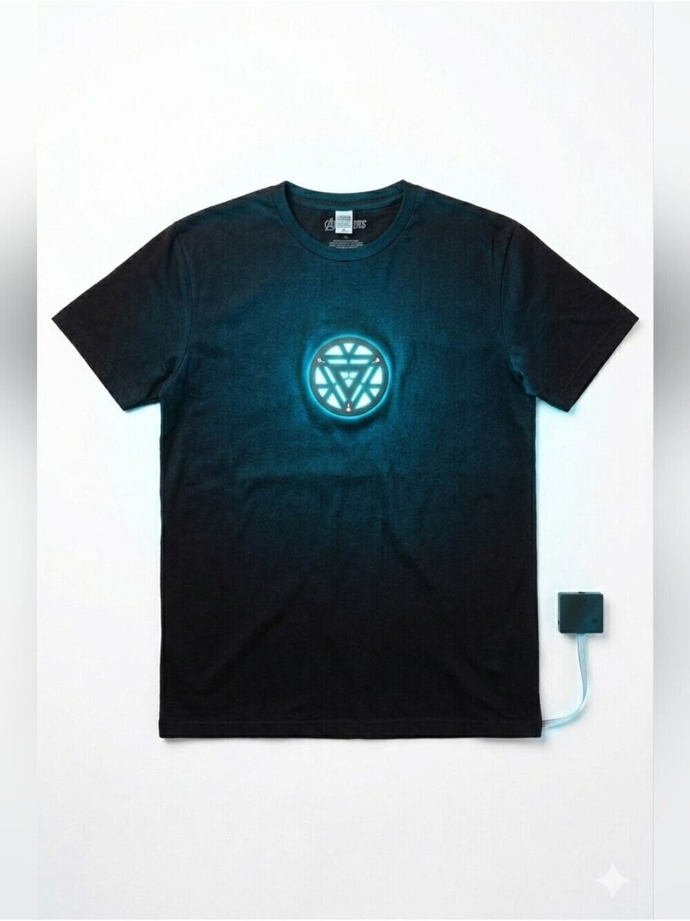 Iron Man Arc Reactor Mens Black T-Shirt Lights Up! Check Out Video Size large
